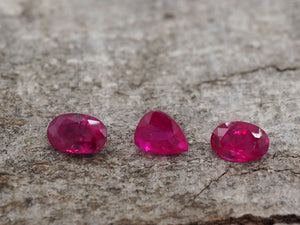Rubis Birmans (lot de 3) vente possible à l'unité, le lot pèse 3,32 carats